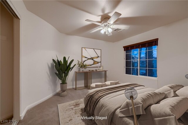 386 Wiseton Ave, Las Vegas, NV 89183 - bedroom featuring carpet floors, baseboards, and ceiling fan
