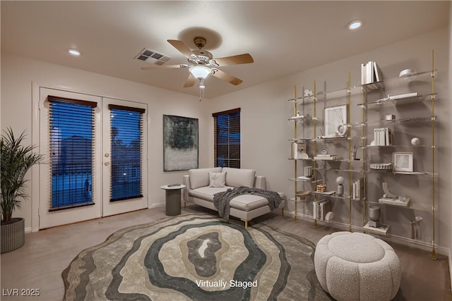 386 Wiseton Ave, Las Vegas, NV 89183 - sitting room with a ceiling fan, baseboards, and recessed lighting