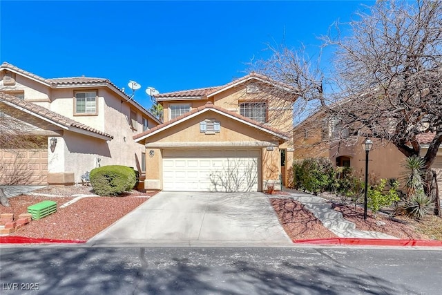 11028 Meadow Leaf Ave, Las Vegas, NV 89144 - view of front of property with stucco siding, driveway, and a tiled roof