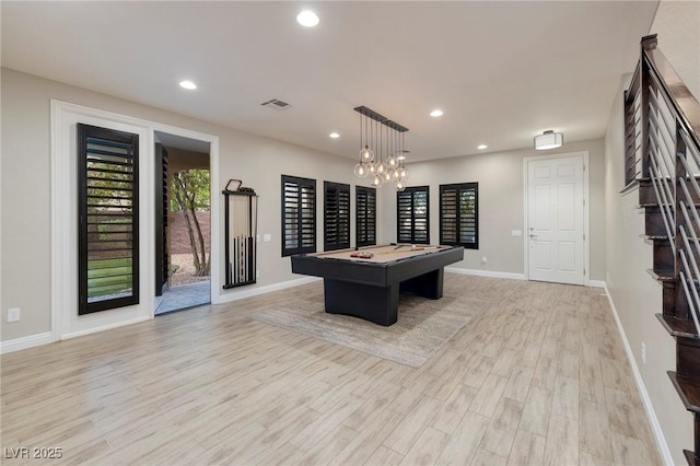 2900 Valvent Ct, Henderson, NV 89044 - game room featuring pool table, light wood-style floors, baseboards, and recessed lighting