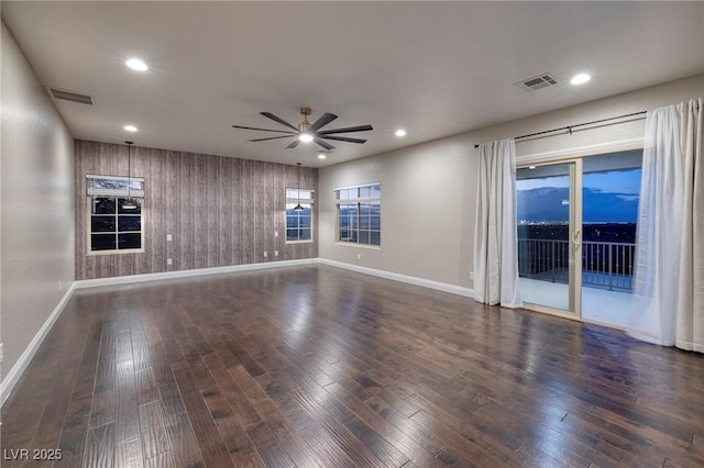 2900 Valvent Ct, Henderson, NV 89044 - unfurnished room featuring ceiling fan, baseboards, wood finished floors, and recessed lighting