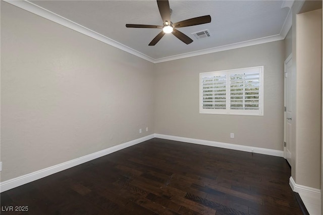 2900 Valvent Ct, Henderson, NV 89044 - empty room with dark wood-type flooring, ornamental molding, ceiling fan, and baseboards