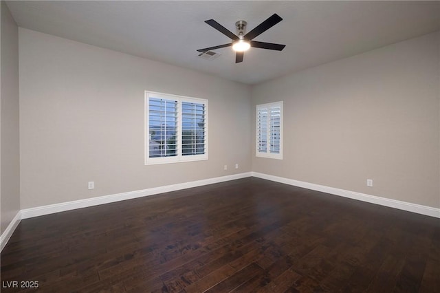 2900 Valvent Ct, Henderson, NV 89044 - spare room with a ceiling fan, dark wood-type flooring, and baseboards