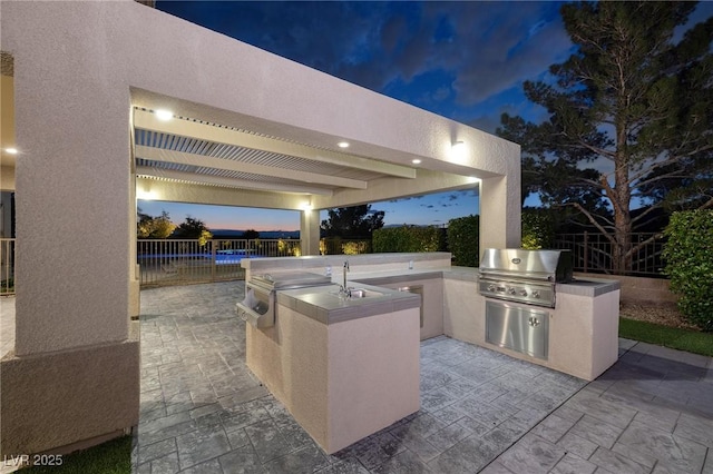 2900 Valvent Ct, Henderson, NV 89044 - view of patio with area for grilling, fence, and grilling area