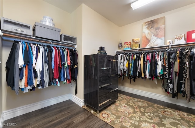 spacious closet with wood finished floors