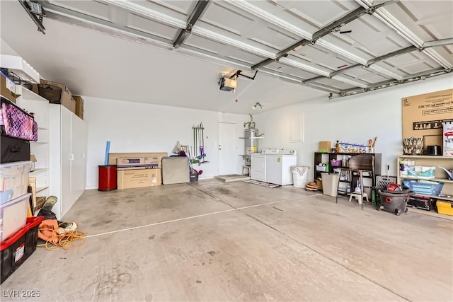 5401 Bugle Way Unit 103, Las Vegas, NV 89108 - garage featuring independent washer and dryer, a garage door opener, and strapped water heater