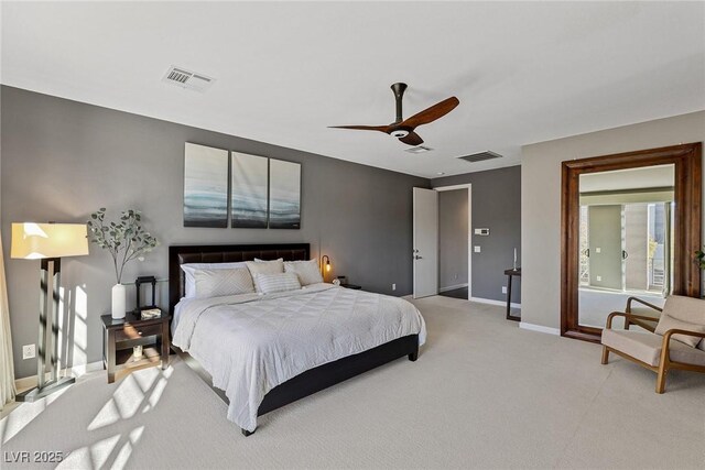 2672 Mystere Ct, Las Vegas, NV 89117 - bedroom featuring light carpet and ceiling fan