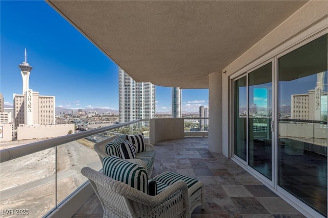 balcony featuring a view of city