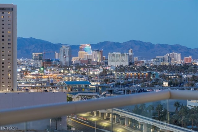 city view with a mountain backdrop