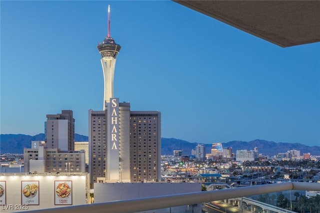 city view with a mountain backdrop