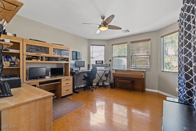 8723 Melissa Meadows St, Las Vegas, NV 89131 - office featuring a ceiling fan, light wood-type flooring, and baseboards