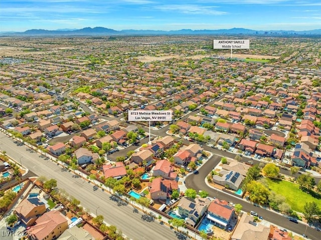 8723 Melissa Meadows St, Las Vegas, NV 89131 - aerial view of residential area with a mountain backdrop