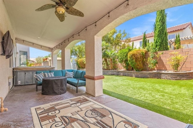 8723 Melissa Meadows St, Las Vegas, NV 89131 - view of patio with an outdoor living space and ceiling fan