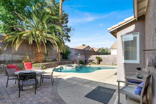 10046 Floragold Ct, Las Vegas, NV 89147 - view of pool with a fenced backyard, a patio area, and a hot tub