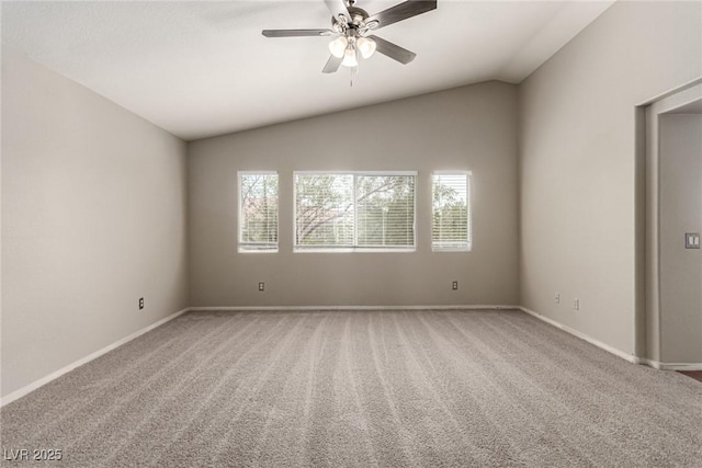 4705 Delicate Arch Ct, North Las Vegas, NV 89031 - carpeted empty room featuring lofted ceiling, baseboards, and ceiling fan