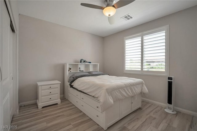 205 Piedmont Alps St, Henderson, NV 89012 - bedroom featuring light wood finished floors, baseboards, and ceiling fan