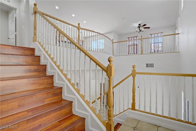 11247 Villa Trentino Ct, Las Vegas, NV 89141 - stairway with a ceiling fan