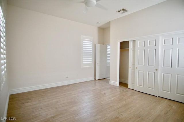 66 Sunset Bay St, Las Vegas, NV 89148 - unfurnished bedroom with light wood-type flooring, baseboards, a closet, and a ceiling fan