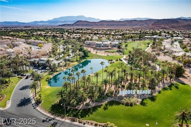 66 Sunset Bay St, Las Vegas, NV 89148 - aerial view of property and surrounding area with nearby suburban area, a water and mountain view, and a golf course