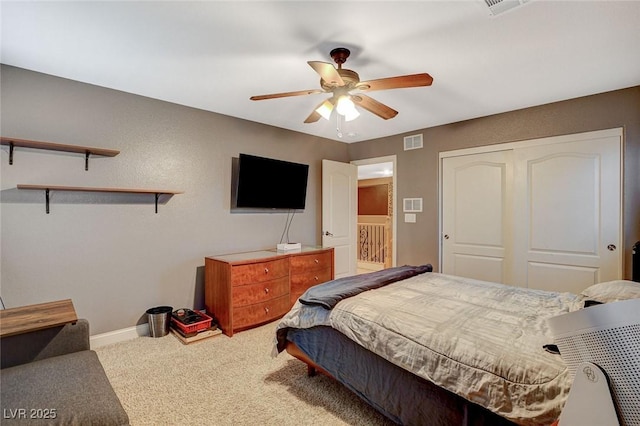 6409 Sea Swallow St, North Las Vegas, NV 89084 - carpeted bedroom featuring baseboards, a closet, and ceiling fan