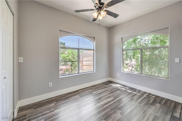 541 Indian Bluff St Unit 201, Las Vegas, NV 89145 - empty room with wood finished floors, baseboards, and a ceiling fan