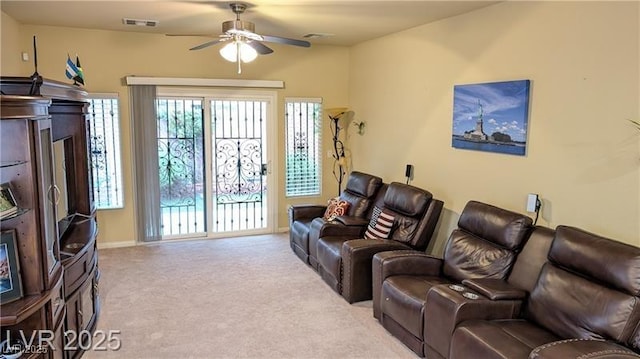 6339 Sharp Rock Ct, Las Vegas, NV 89139 - carpeted home theater room featuring a ceiling fan and baseboards