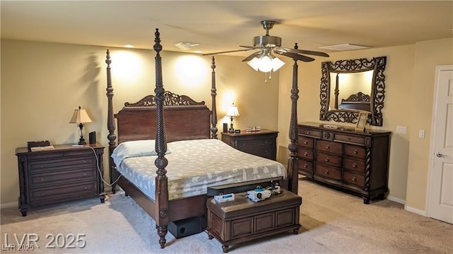 6339 Sharp Rock Ct, Las Vegas, NV 89139 - bedroom with light colored carpet, baseboards, and a ceiling fan
