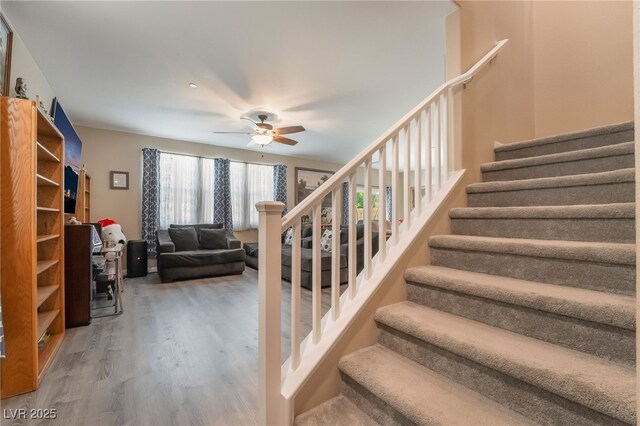 162 Sand Lake St, Henderson, NV 89074 - stairway featuring wood finished floors and ceiling fan
