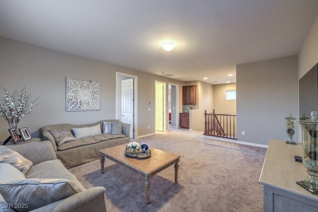 9760 Arch Canyon Ct, Las Vegas, NV 89149 - living room with light colored carpet, recessed lighting, and baseboards