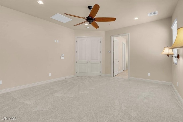 7668 Friendly Breeze Ct, Las Vegas, NV 89123 - empty room with ceiling fan, recessed lighting, light colored carpet, and baseboards