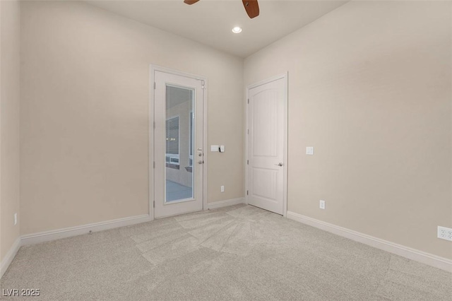 7668 Friendly Breeze Ct, Las Vegas, NV 89123 - unfurnished room featuring ceiling fan, carpet flooring, baseboards, and recessed lighting