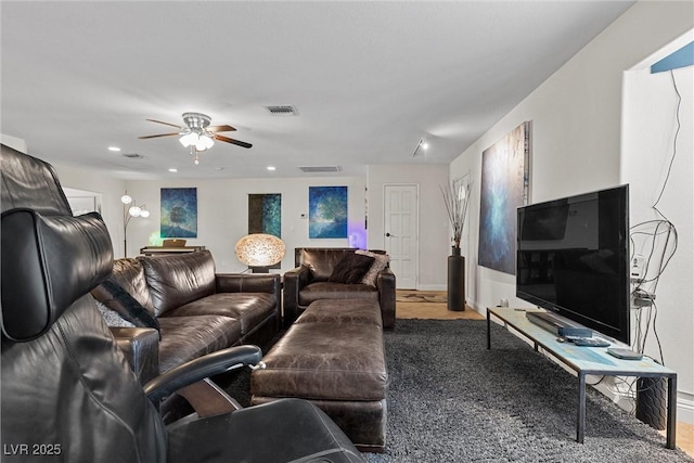 4185 W Arby Ave, Las Vegas, NV 89118 - living room with ceiling fan, recessed lighting, and baseboards