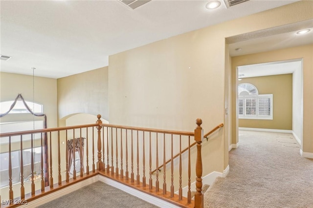 395 Suzanne Peak Ct, Henderson, NV 89012 - corridor with an upstairs landing, carpet flooring, healthy amount of natural light, and recessed lighting