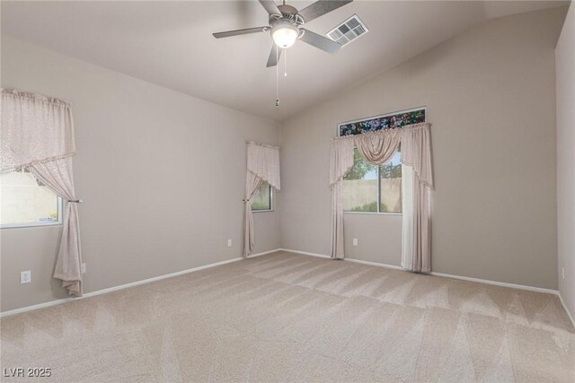 8266 Lincoln Valley St, Las Vegas, NV 89123 - carpeted empty room with lofted ceiling, baseboards, and a ceiling fan