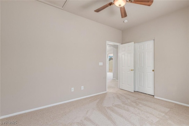 8266 Lincoln Valley St, Las Vegas, NV 89123 - unfurnished bedroom with light colored carpet, baseboards, and ceiling fan