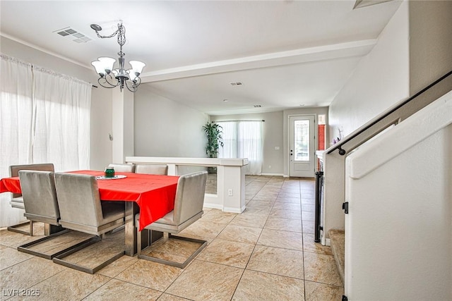 6409 Shawnee Springs Ct, Las Vegas, NV 89139 - dining area with a chandelier and light tile patterned floors