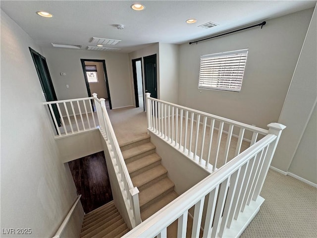 3938 E Chaffe Ave, Pahrump, NV 89061 - staircase featuring carpet flooring, recessed lighting, and baseboards