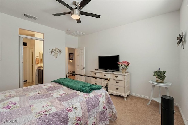 3543 E Malheur Ave, Pahrump, NV 89061 - bedroom with light carpet, a ceiling fan, and baseboards