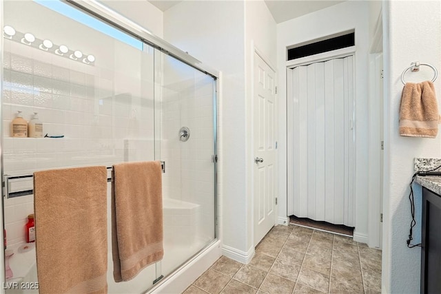 3543 E Malheur Ave, Pahrump, NV 89061 - bathroom with a shower stall, baseboards, and vanity
