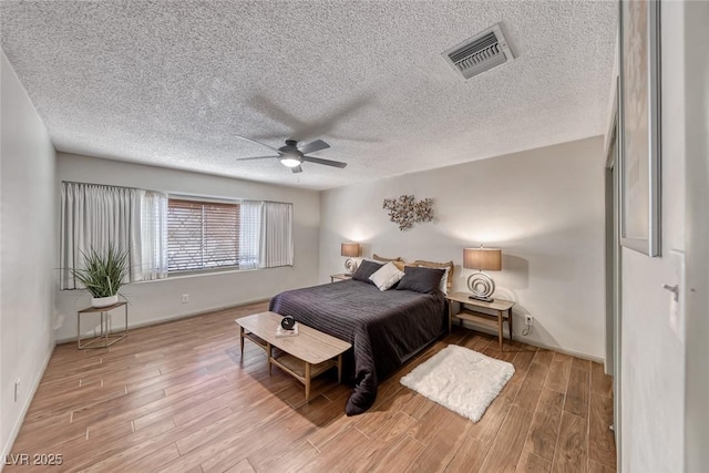 1721 E Oakey Blvd, Las Vegas, NV 89104 - bedroom featuring wood finished floors, a textured ceiling, ceiling fan, and baseboards