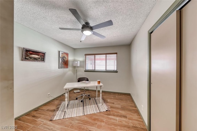 1721 E Oakey Blvd, Las Vegas, NV 89104 - office area with a textured ceiling, a ceiling fan, and light wood finished floors