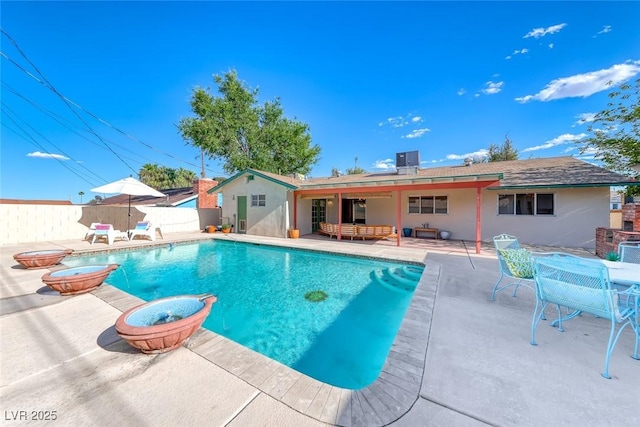 1721 E Oakey Blvd, Las Vegas, NV 89104 - view of swimming pool with outdoor lounge area, fence, and a patio area