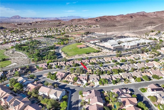2309 Tedesca Dr, Henderson, NV 89052 - aerial overview of property's location featuring mountains and nearby suburban area