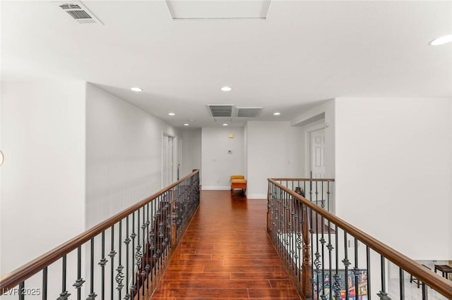 2940 Cimini Ct, Henderson, NV 89052 - corridor with wood finished floors, recessed lighting, and an upstairs landing
