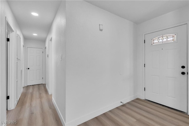 4186 Toronto Cir, Las Vegas, NV 89121 - entryway featuring light wood-style flooring, baseboards, and recessed lighting
