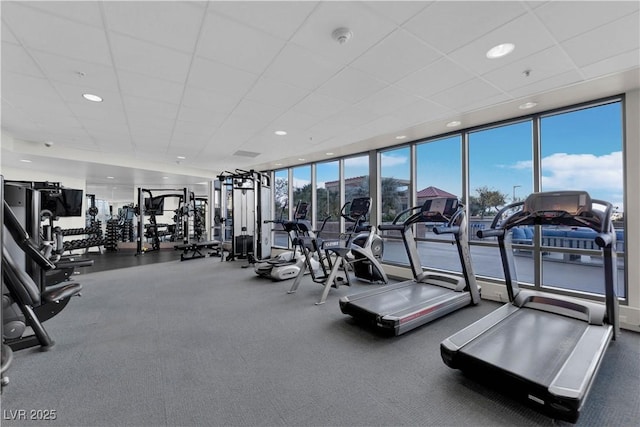 200 W Sahara Ave Unit 603, Las Vegas, NV 89102 - gym with a drop ceiling and expansive windows