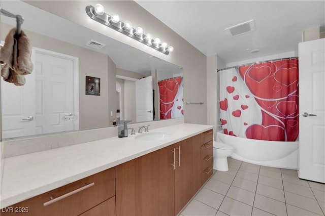 200 W Sahara Ave Unit 603, Las Vegas, NV 89102 - bathroom featuring tile patterned floors, vanity, toilet, and shower / bath combo with shower curtain