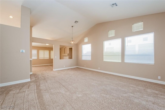 8205 Harrogate Ave, Las Vegas, NV 89129 - unfurnished room featuring lofted ceiling, carpet floors, and baseboards