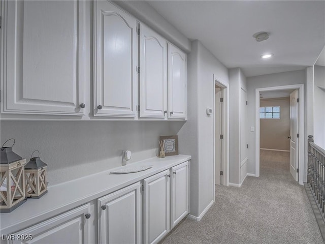 5452 Big Sky Ln, Las Vegas, NV 89149 - corridor with baseboards, light carpet, and recessed lighting
