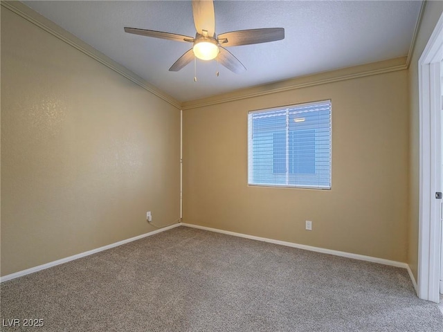5452 Big Sky Ln, Las Vegas, NV 89149 - unfurnished room with carpet flooring, a ceiling fan, baseboards, and ornamental molding